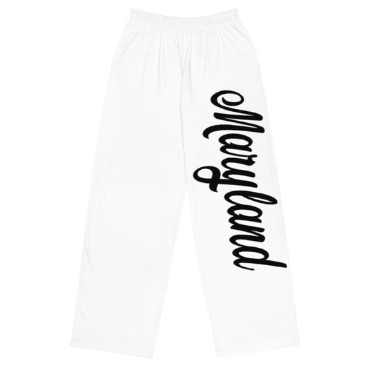 Maryland White and Black Unisex Wide-Leg Pants