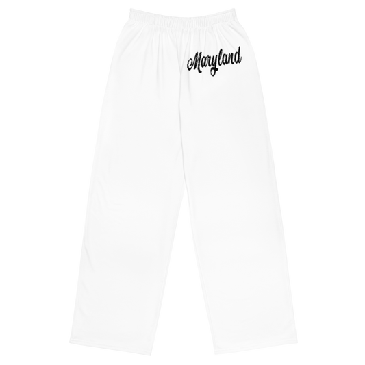 Maryland White and Black Unisex Wide-Leg Pants