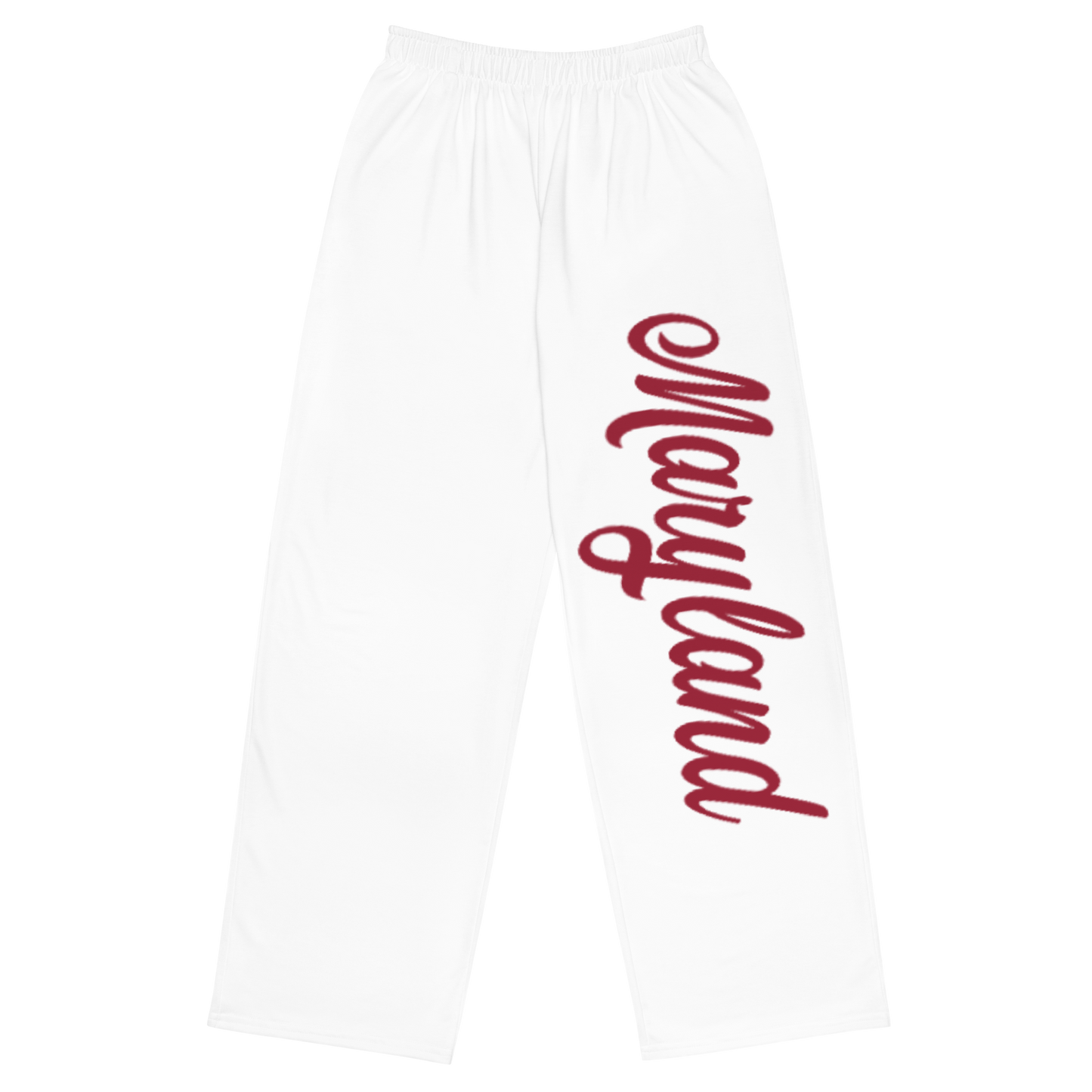 Maryland White and Red Unisex Wide-Leg Pants