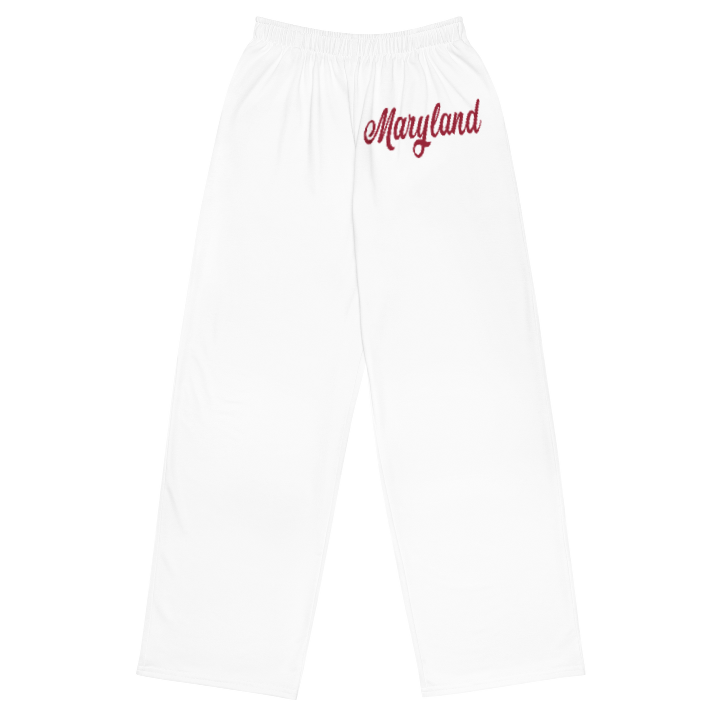 Maryland White and Red Unisex Wide-Leg Pants