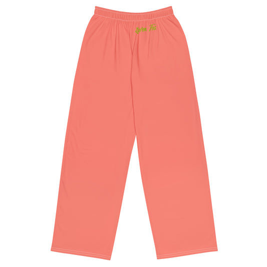 Luv'em Pink Salmon and Apple Green Unisex wide-leg pants